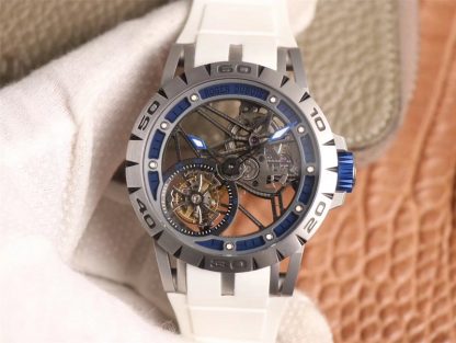 Roger Dubuis RDDBEX0622 Tourbillon Blue Hollow Dial | UK Replica - 1:1 best edition replica watches store,high quality fake watches