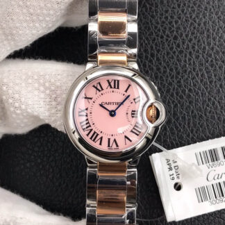 Ballon Bleu De Cartier Pink Dial Gold Strap | UK Replica - 1:1 best edition replica watches store, high quality fake watches