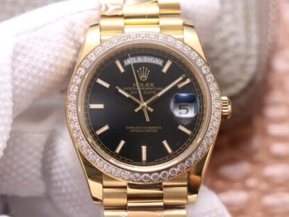 Rolex Day Date Yellow Gold Black Dial | UK Replica - 1:1 best edition replica watches store, high quality fake watches